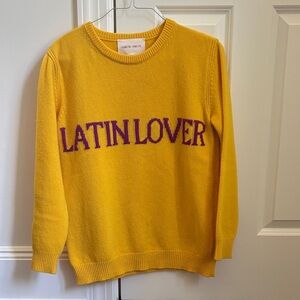 Alberta Ferretti Yellow Crewneck Sweater with Purple 'LATIN LOVER'